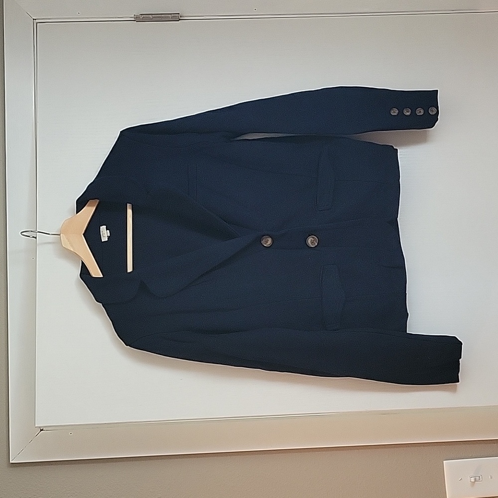 J. Crew, jacket, dark blue, size small.